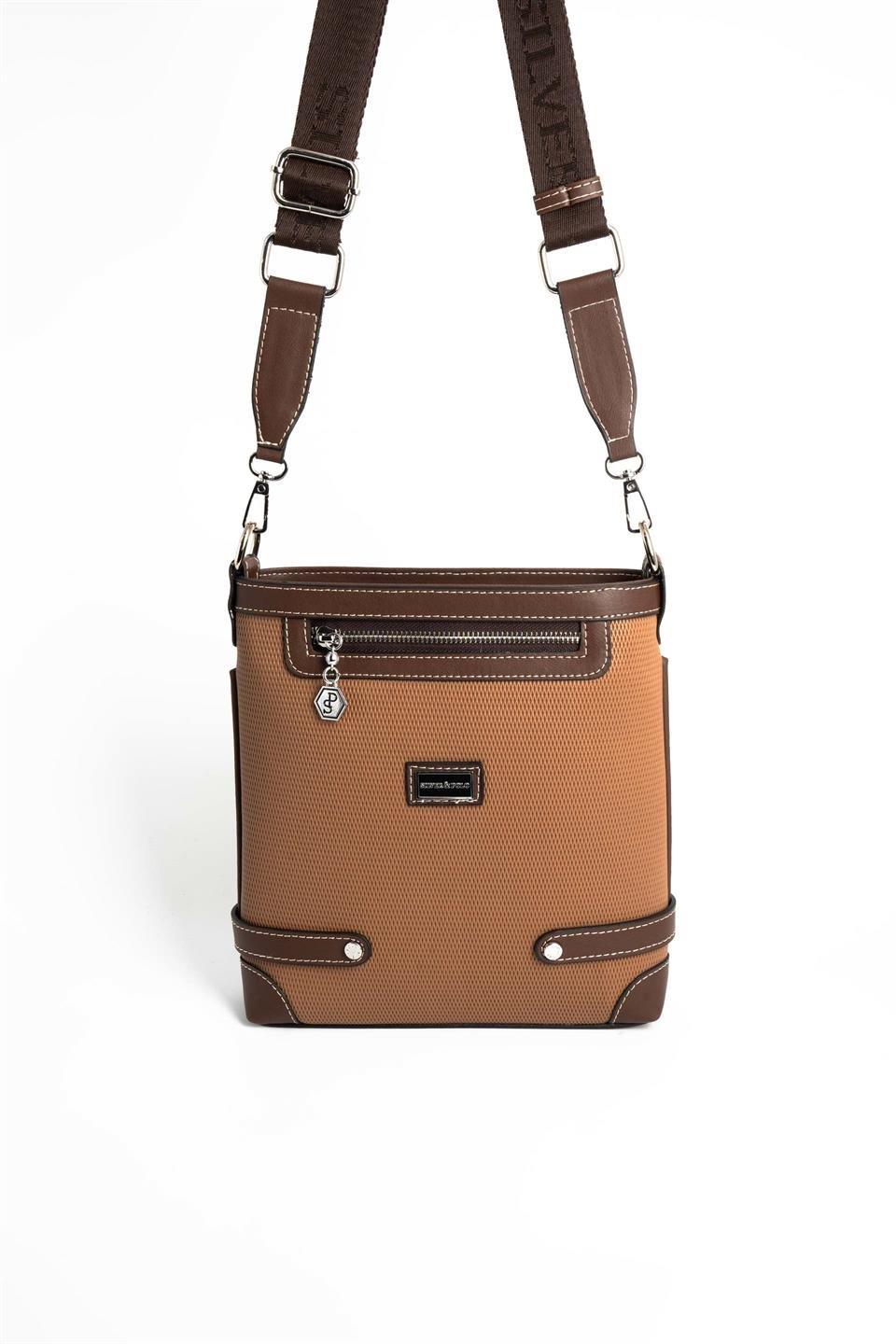 Silver & Polo SP1120 Kadın Çapraz Çanta Petek Karamel-Kahve