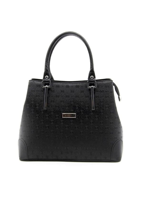 Silver & Polo SP667 Kadın El Çantası Logolu Siyah-Siyah