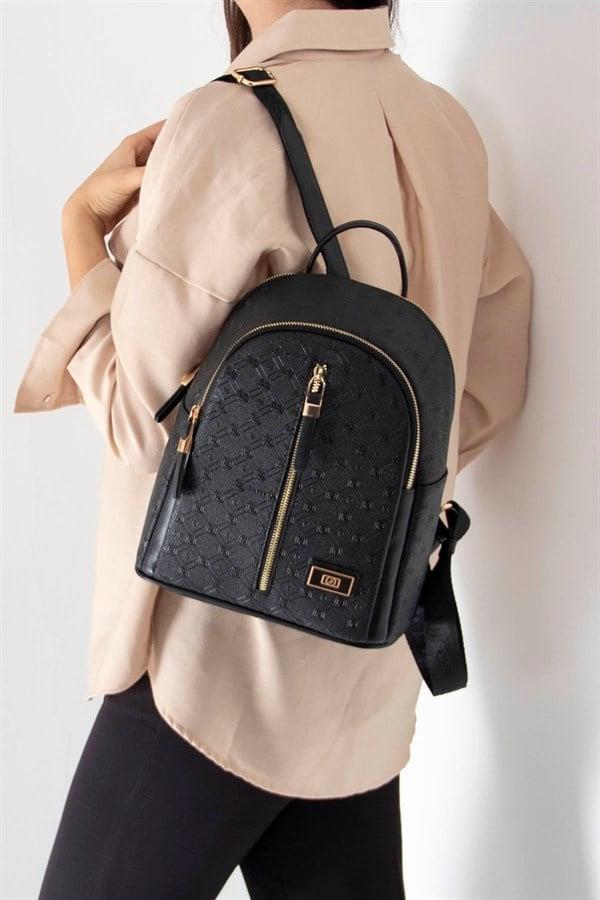 Silver & Polo SP901 Kadın Sırt Çantası Logolu Siyah