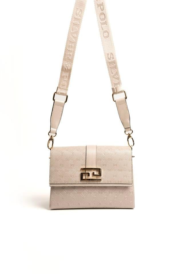 Silver & Polo SP1009 Kadın Çapraz Çanta Logolu Bej-S.Bej