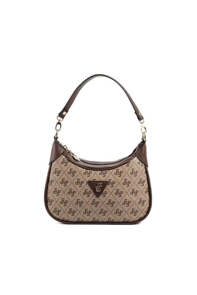 Silver & Polo SP1180 Kadın Omuz Çantası Monogram Koyubej-Kahve