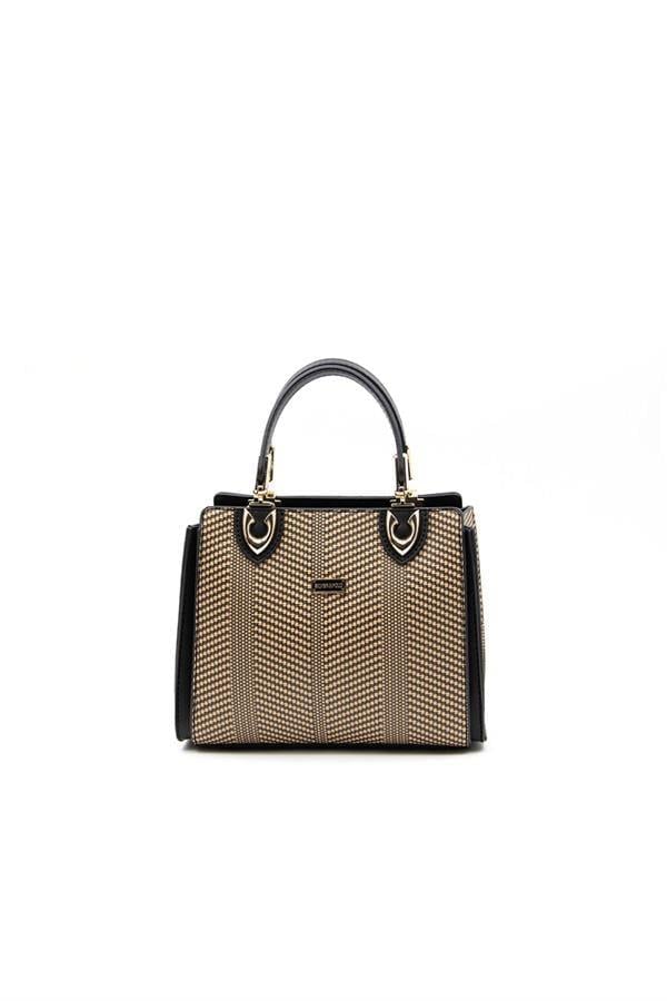 Silver & Polo SP1133 Kadın El Çantası Hasır Nut-Siyah