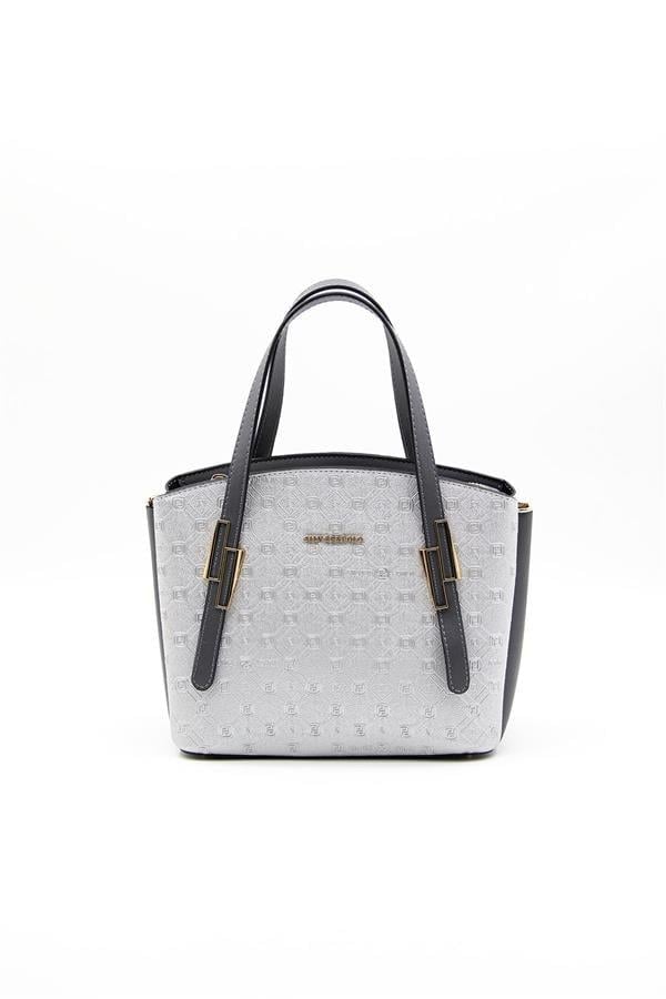 Silver & Polo SP1021 Kadın El Çantası Logolu A.Gümüş-Antrasit