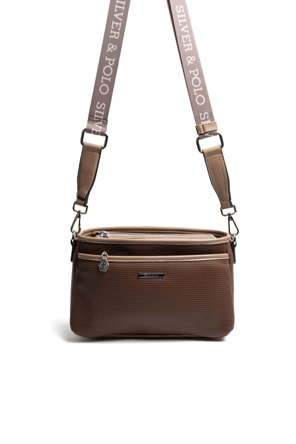 Silver & Polo SP1184 Kadın Çapraz Çanta Petek Kahve-Vizon