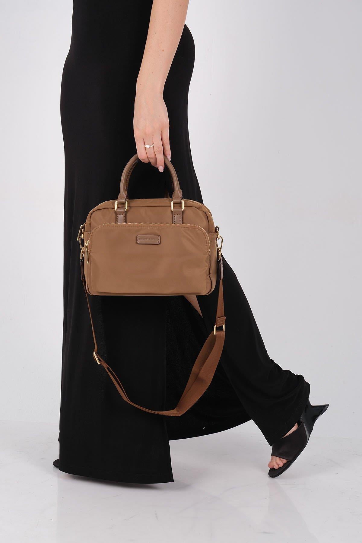 Silver & Polo SP1217 Kadın El Çantası Saten Tütün-Kahve