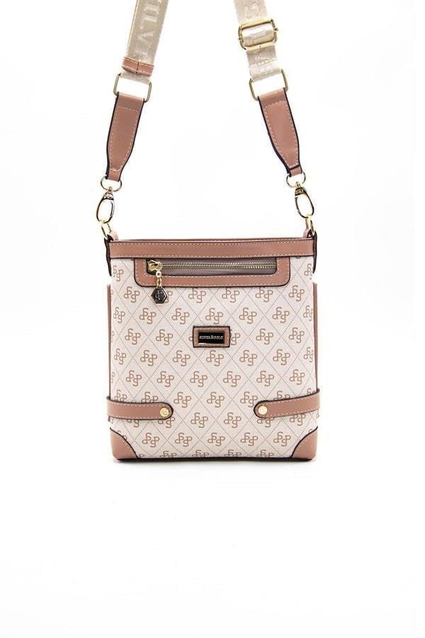 Silver & Polo SP1120 Kadın Çapraz Çanta Monogram Pembe-Somon