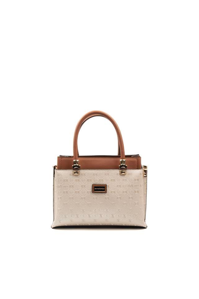 Silver & Polo SP826 Kadın El Çantası Logolu Bej-Taba
