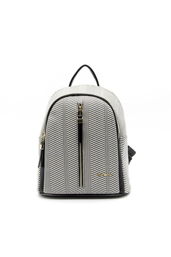 Silver & Polo SP901 Kadın Sırt Çantası Hasır Siyah Beyaz-Siyah