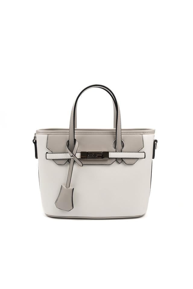 Silver & Polo SP1185 Kadın El Çantası Düz Beyaz-A.Gri
