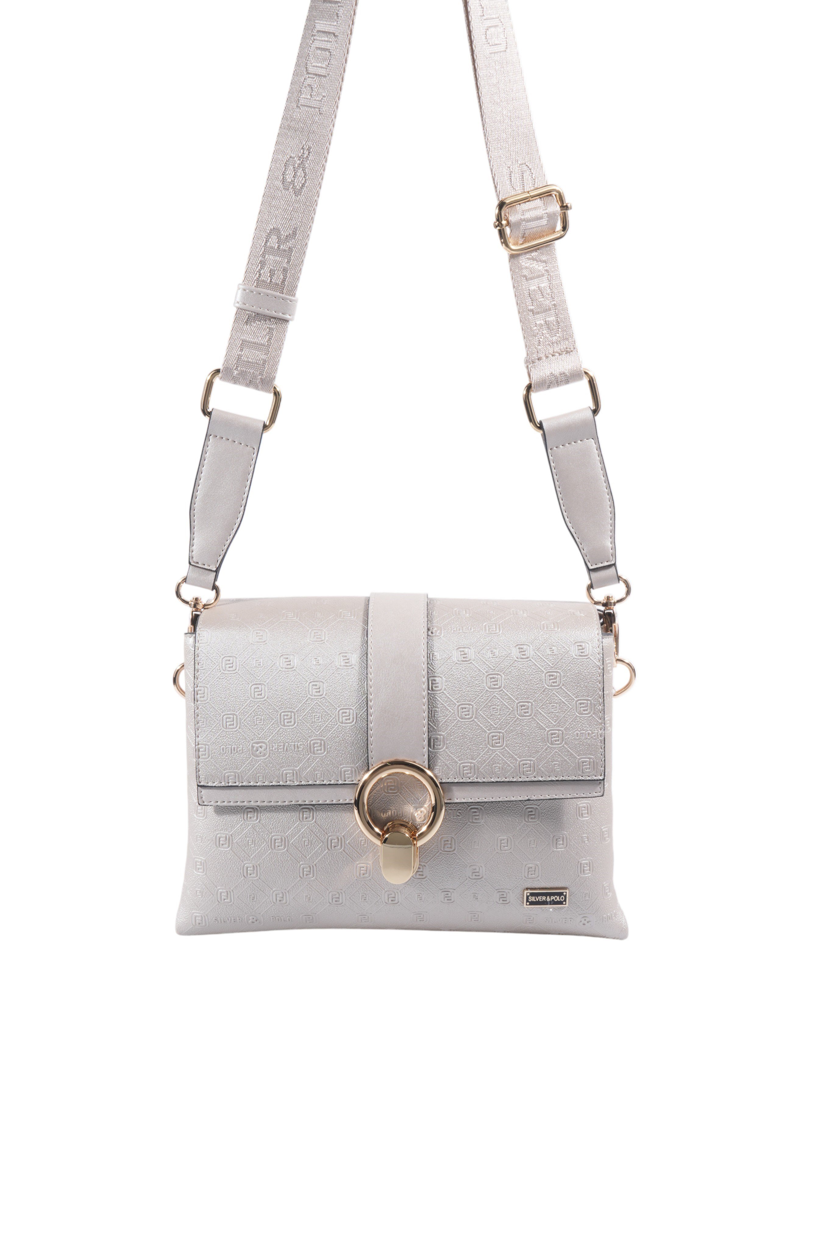 Silver & Polo SP1275 Kadın Çapraz Çanta Logolu Bej-S.Bej