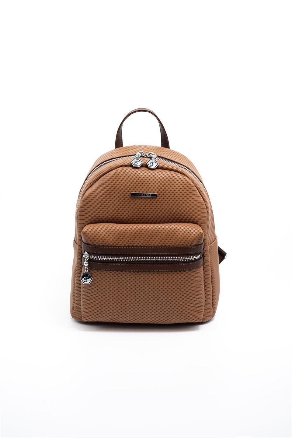 Silver & Polo SP1146 Kadın Sırt Çantası Petek Karamel-Kahve