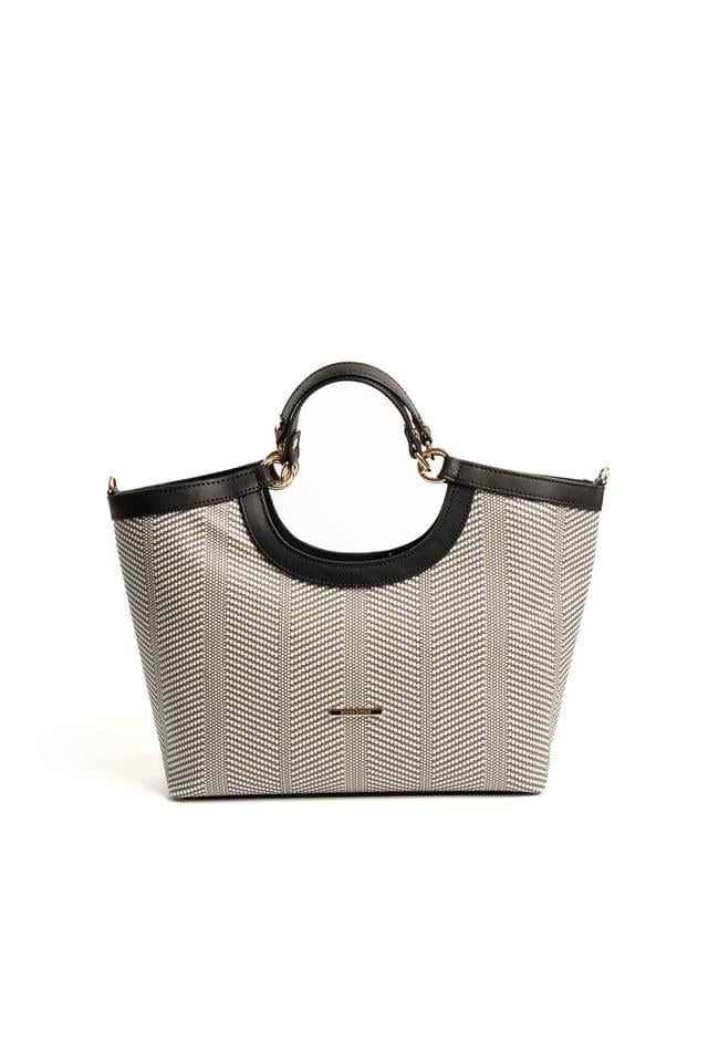 Silver & Polo SP1189 Kadın El Çantası Hasır Siyah Beyaz-Siyah