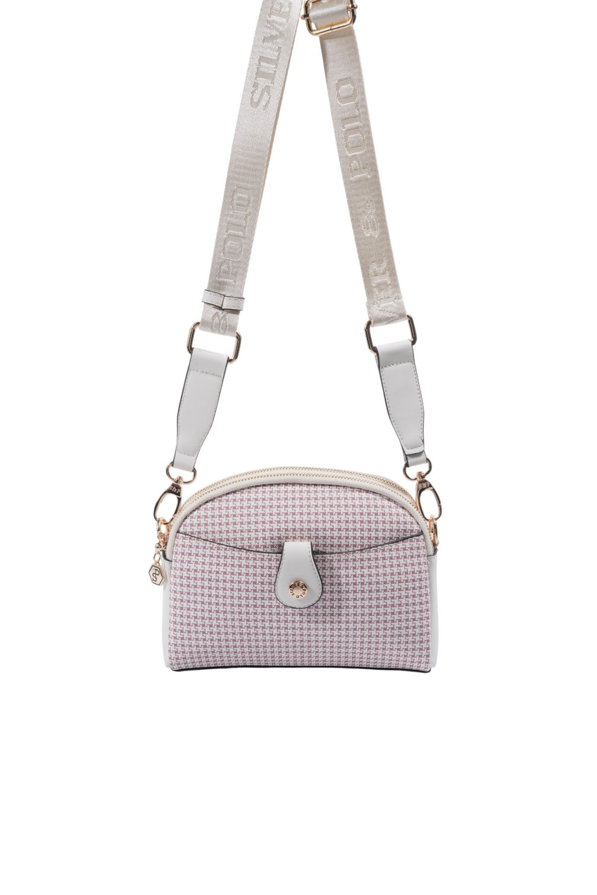 Silver & Polo SP1144 Kadın Çapraz Çanta King Desen Bordo-Kemik