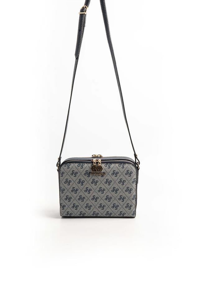 Silver & Polo SP888 Kadın Çapraz Çanta Monogram Gri-Lacivert