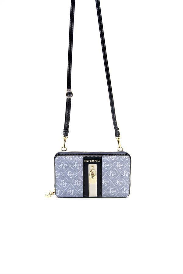 Silver & Polo SP1138 Kadın Telefon Çantası Monogram Mavi-Lacivert