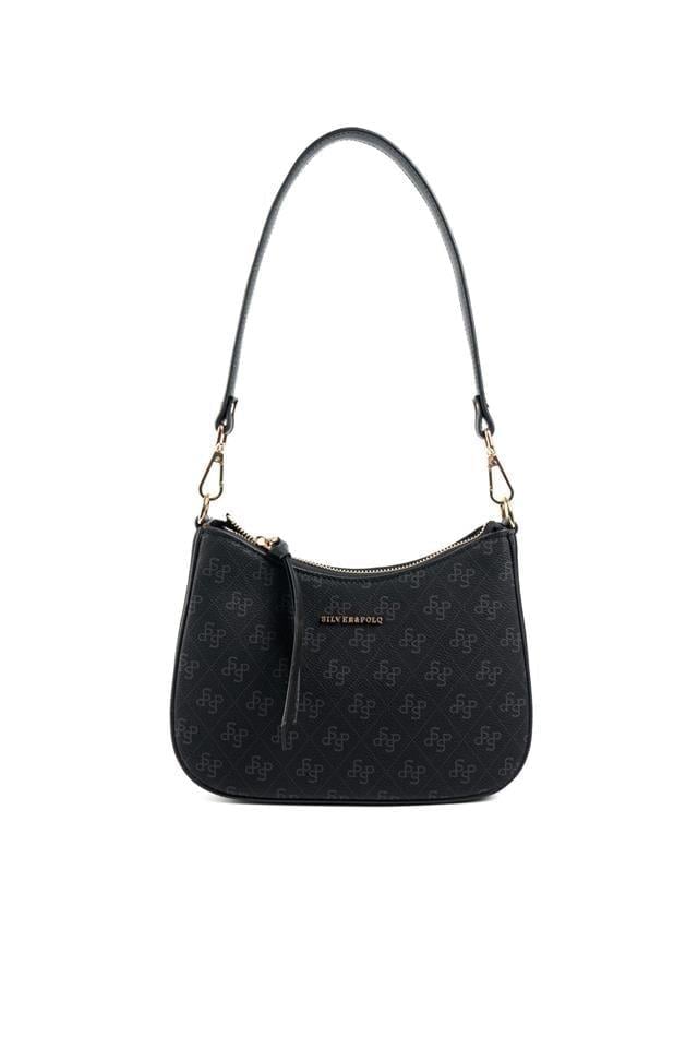 Silver & Polo SP1259 Kadın Omuz Çantası Monogram Siyah