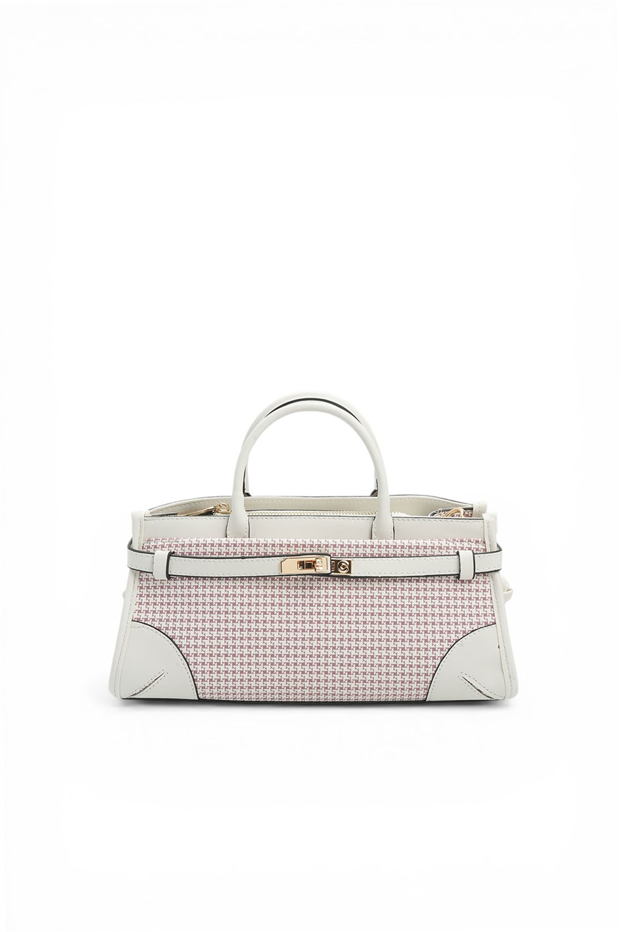 Silver & Polo SP1260 Kadın El Çantası Kaz Ayağı Ekose Bordo-Kemik