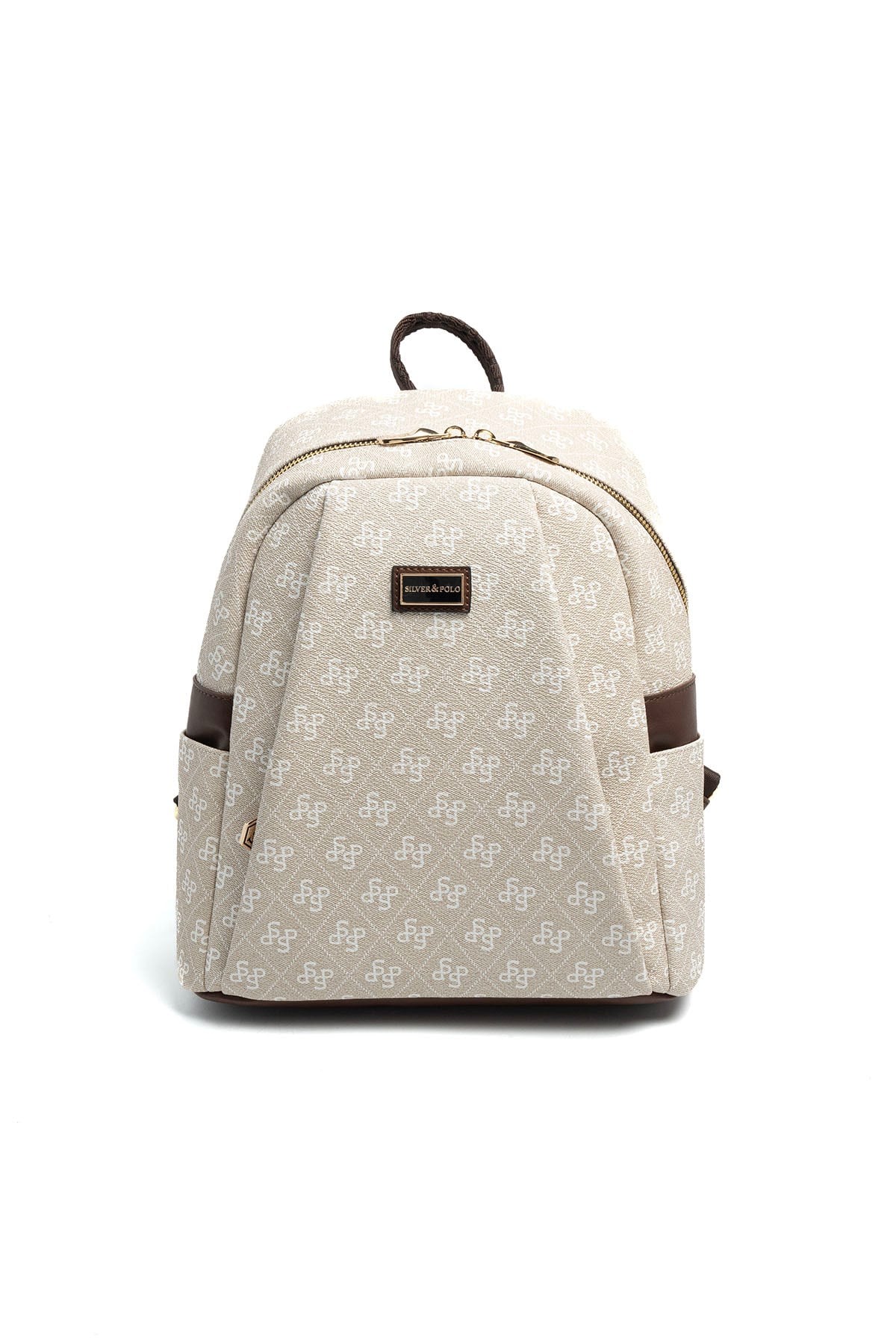 Silver & Polo SP926 Kadın Sırt Çantası Monogram Taş-Kahve