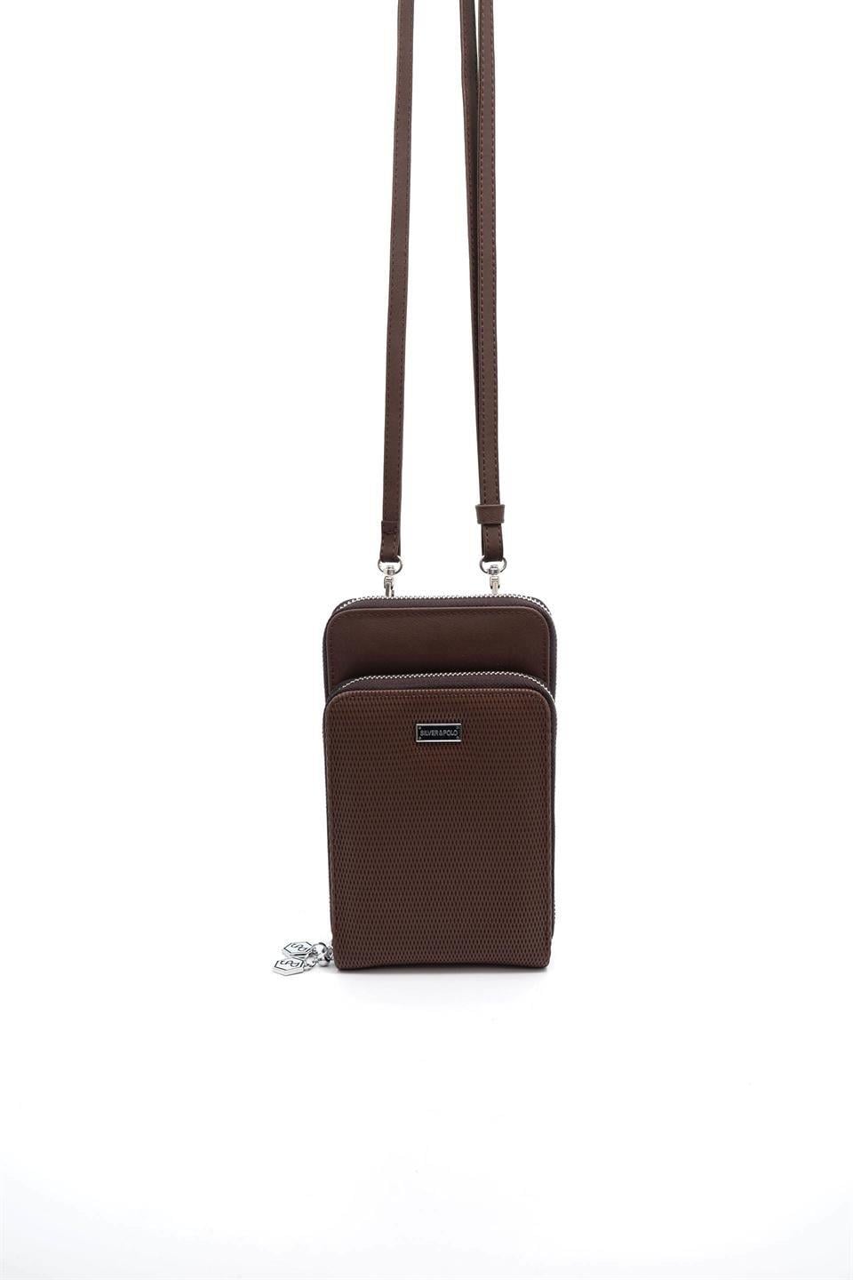 Silver & Polo SP1011 Kadın Telefon Çantası Petek Kahve