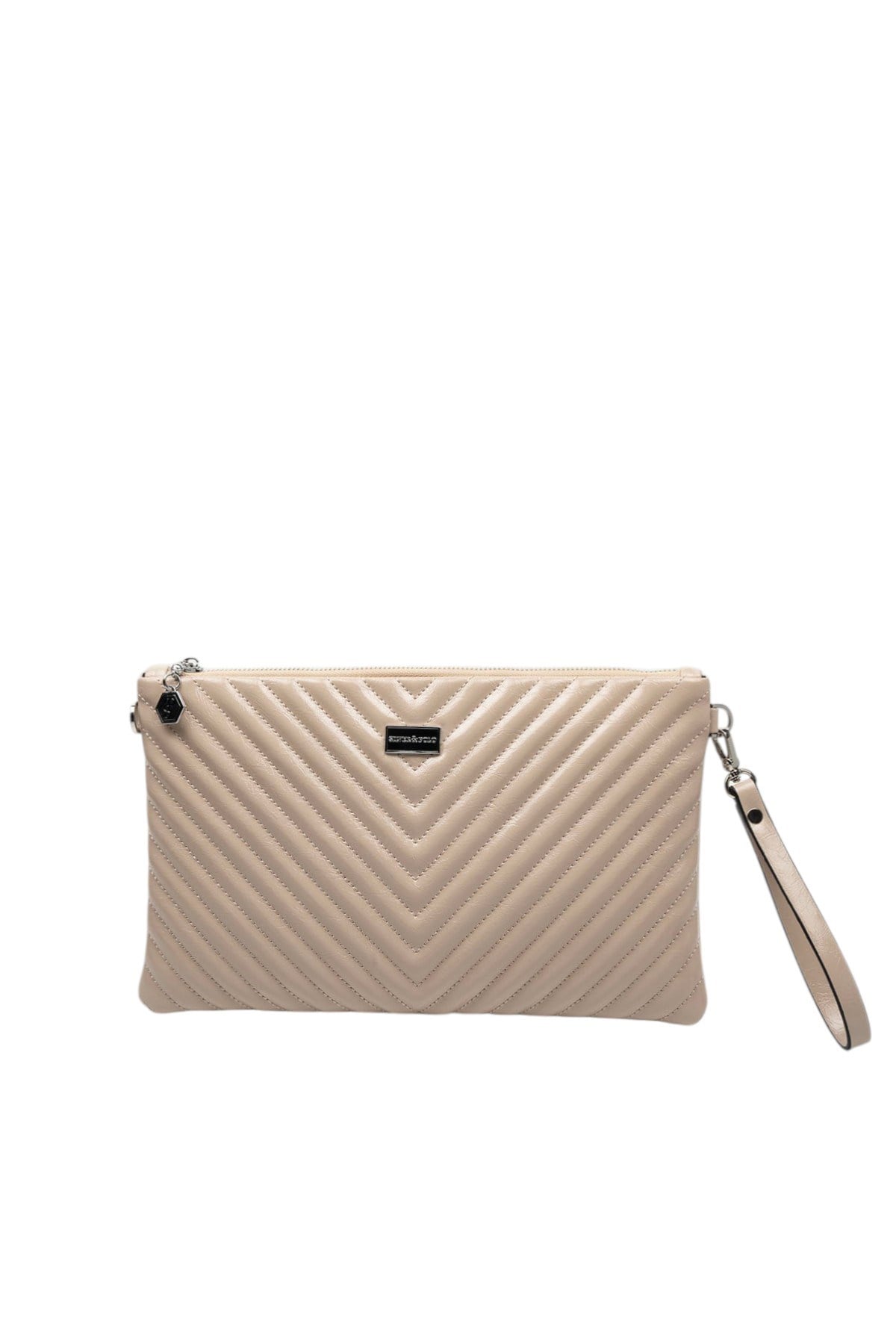 Silver Polo Crash Vizon Kapitone V Kadın Portföy ve Clutch El Çantası SP1034