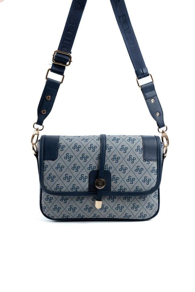 Silver & Polo SP1182 Kadın Çapraz Çanta Monogram Gri-Lacivert