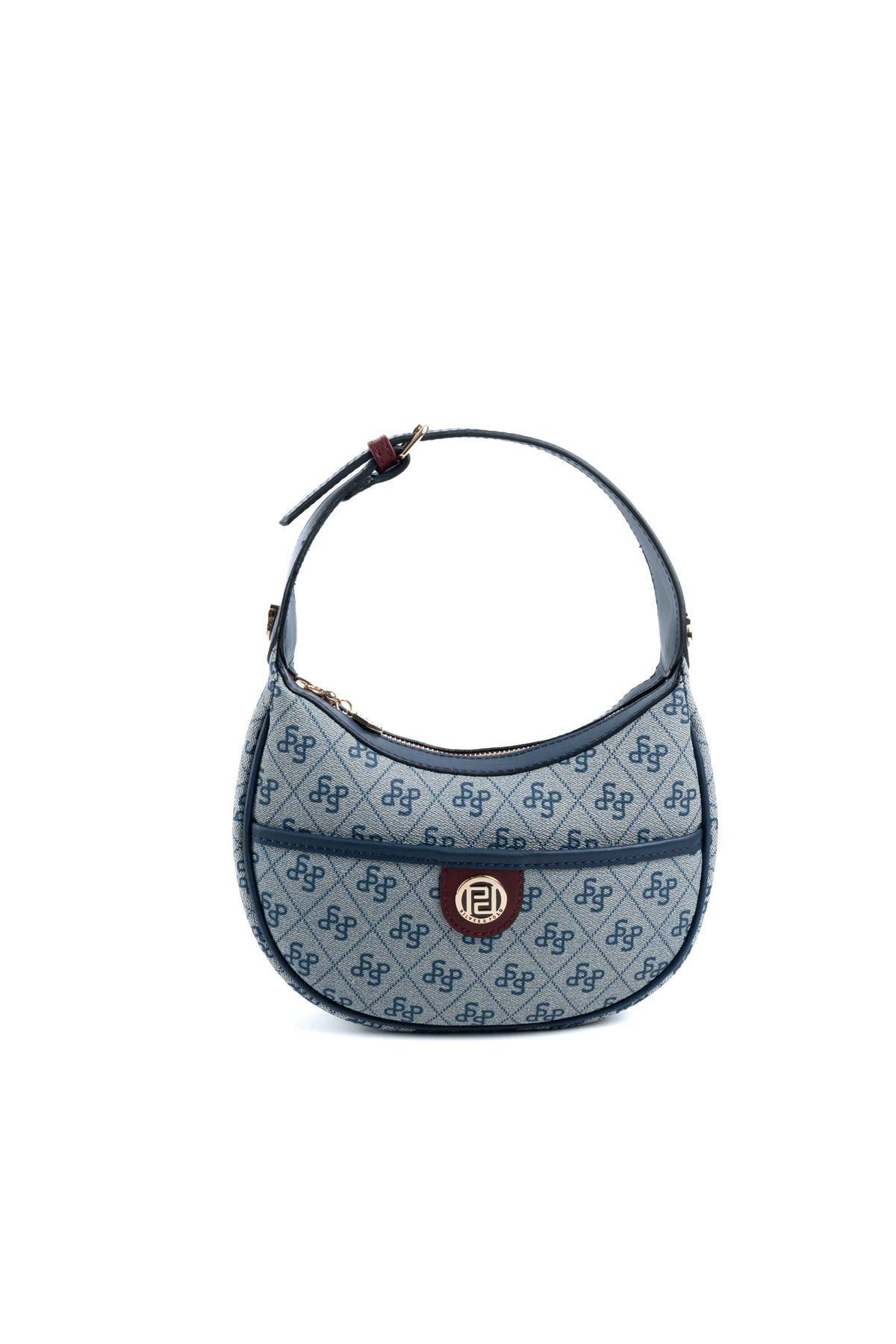Silver & Polo SP1194 Kadın Omuz Çantası Monogram Gri-Laci-Bordo