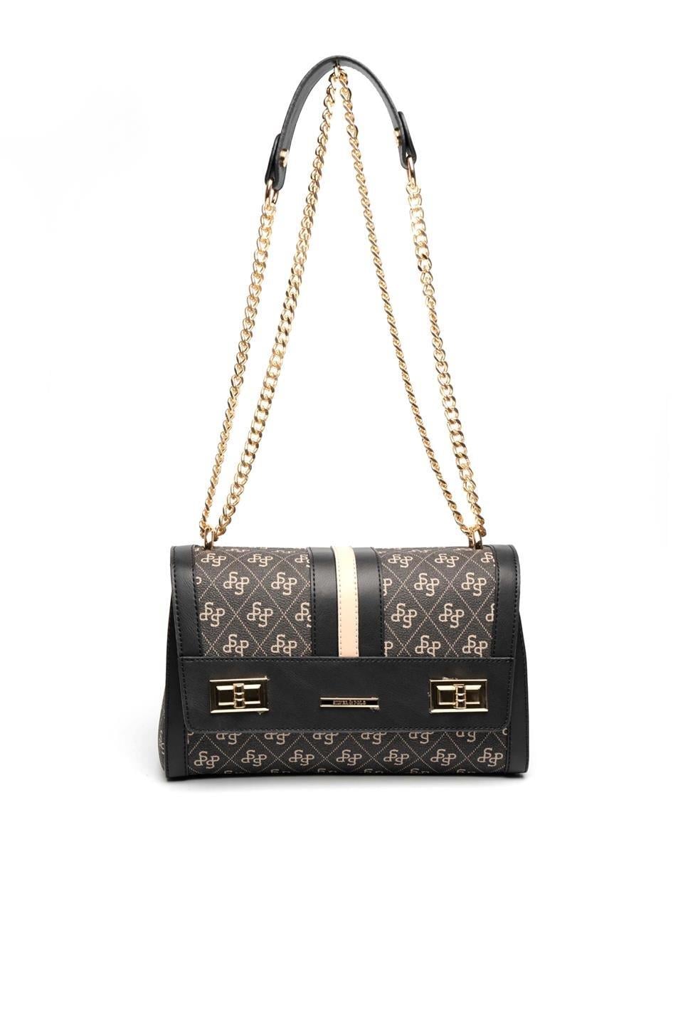 Silver & Polo SP1139 Kadın Çapraz Çanta Monogram Füme-Siyah