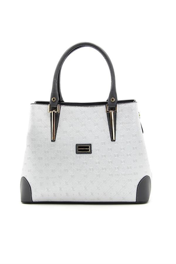 Silver & Polo SP667 Kadın El Çantası Logolu A.Gümüş-Antrasit