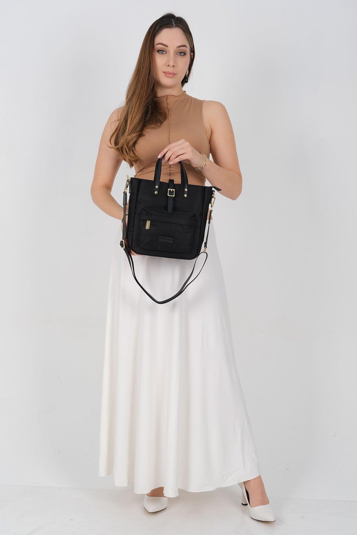 Silver & Polo SP1218 Kadın El Çantası Saten Siyah-Siyah