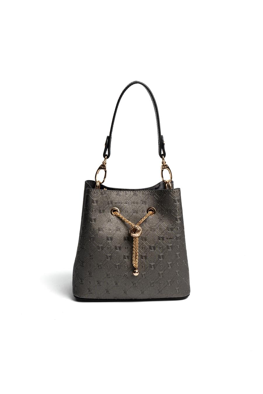 Silver & Polo SP1266 Kadın Çapraz Çanta Logolu Platin-Siyah