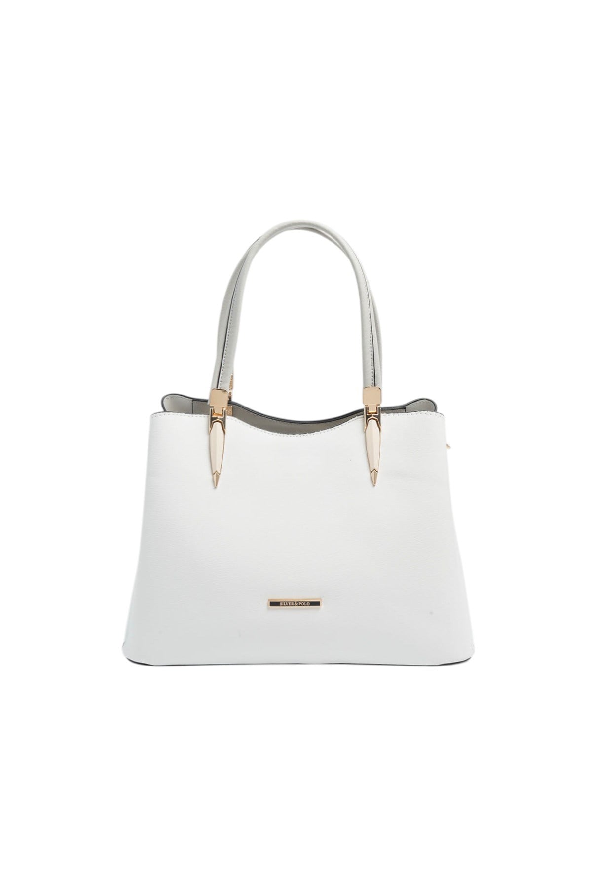 Silver & Polo SP1205 Kadın El Çantası Düz Beyaz-A.Gri