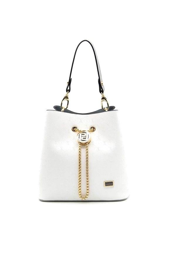 Silver & Polo SP967 Kadın Çapraz Çanta Logolu Beyaz-A.Gri