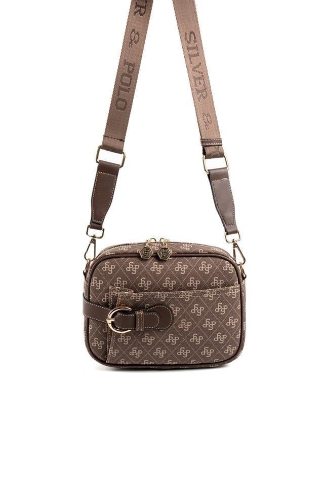 Silver & Polo SP1269 Kadın Çapraz Çanta Monogram Kahve