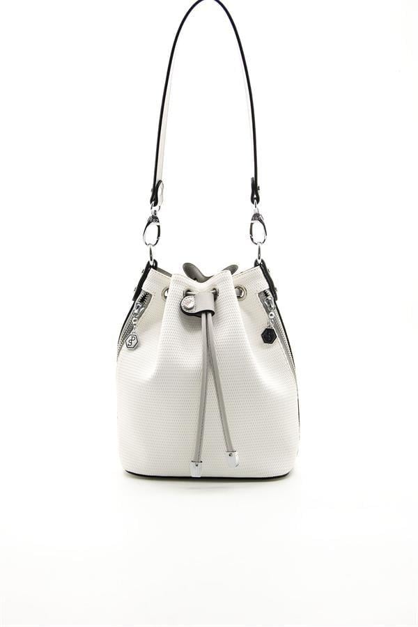 Silver Polo SP1137 Kadın Omuz Çantası Petek Beyaz-A.Gri