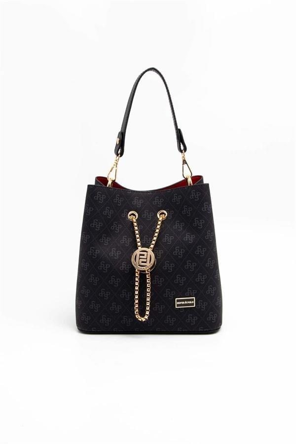 Silver & Polo SP967 Kadın Çapraz Çanta Monogram Siyah