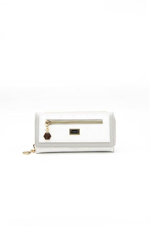 Silver & Polo SP846 Kadın Cüzdan & Kartlık Logolu Beyaz-A.Gri