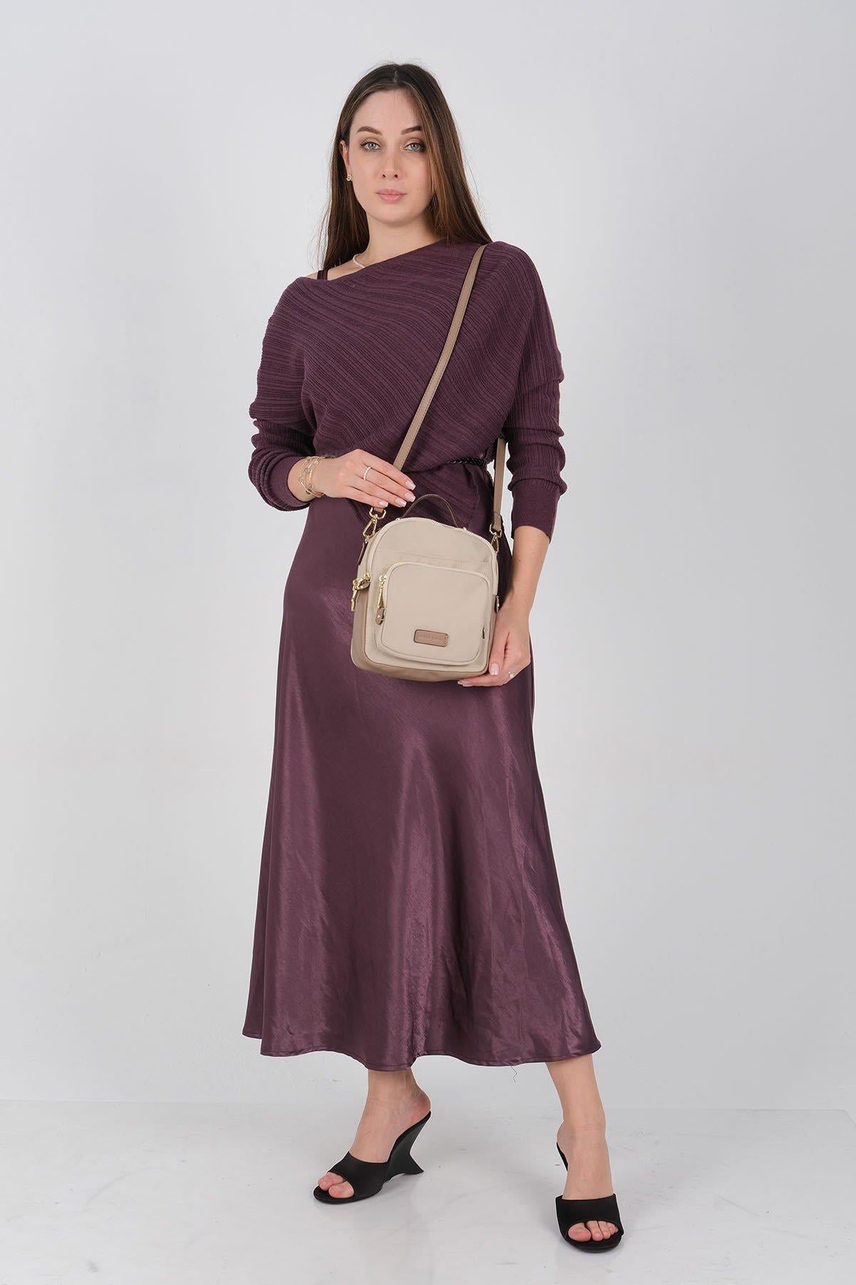 1220 Kadın Çapraz Çanta  Bej-Kum