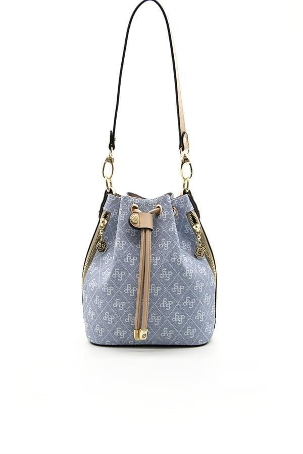 Silver Polo SP1137 Kadın Omuz Çantası Monogram Mavi-Ten