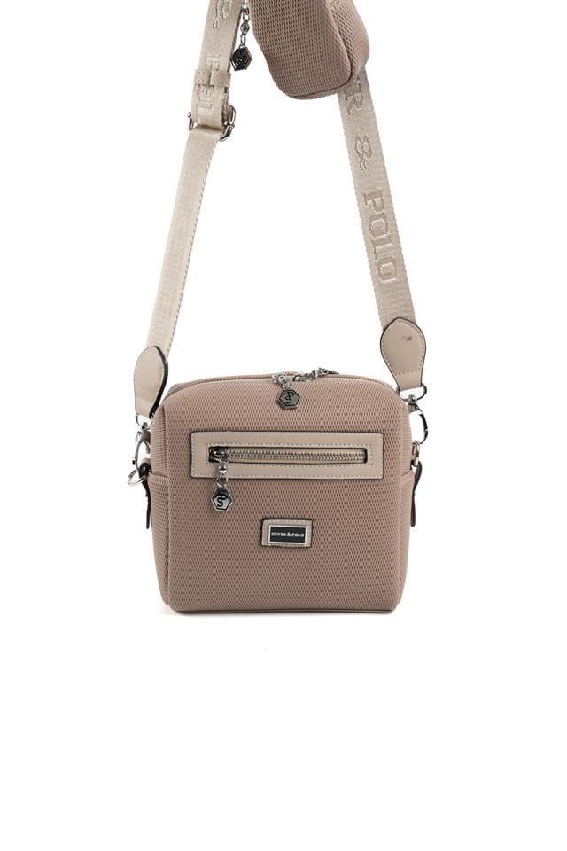 Silver & Polo SP1038 Kadın Çapraz Çanta Petek Kum