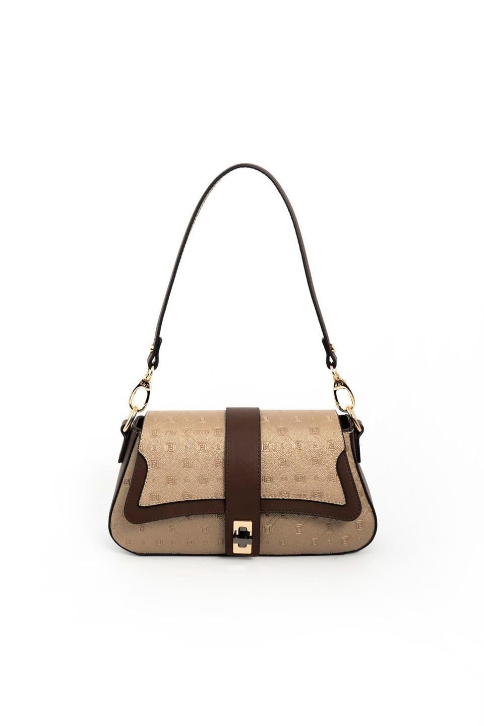 Silver & Polo SP1177 Kadın Omuz Çantası Logolu Bronz-Kahve