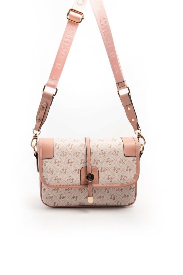 Silver & Polo SP1182 Kadın Çapraz Çanta Monogram Pembe-Somon