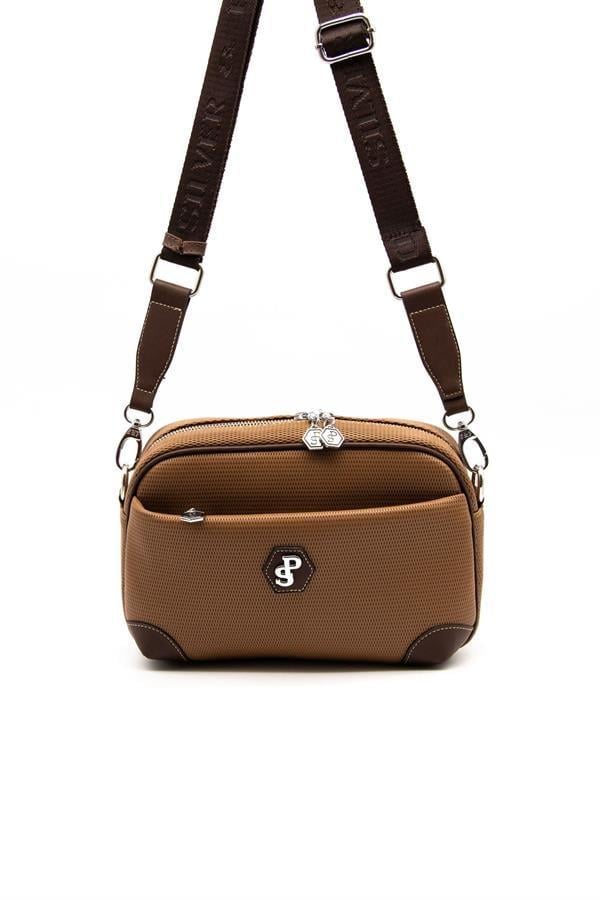 Silver & Polo SP1094 Kadın Çapraz Çanta Petek Karamel-Kahve