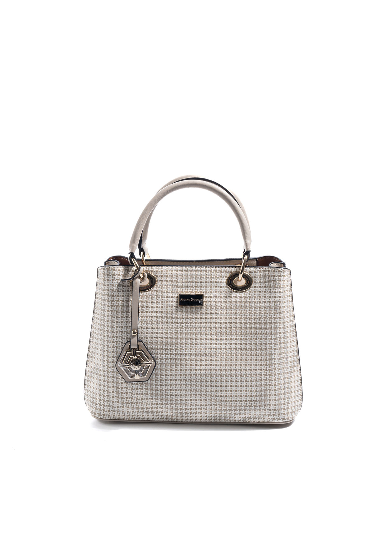 Silver & Polo SP1272 Kadın El Çantası Kaz Ayağı Ekose Kum-Kum Beji
