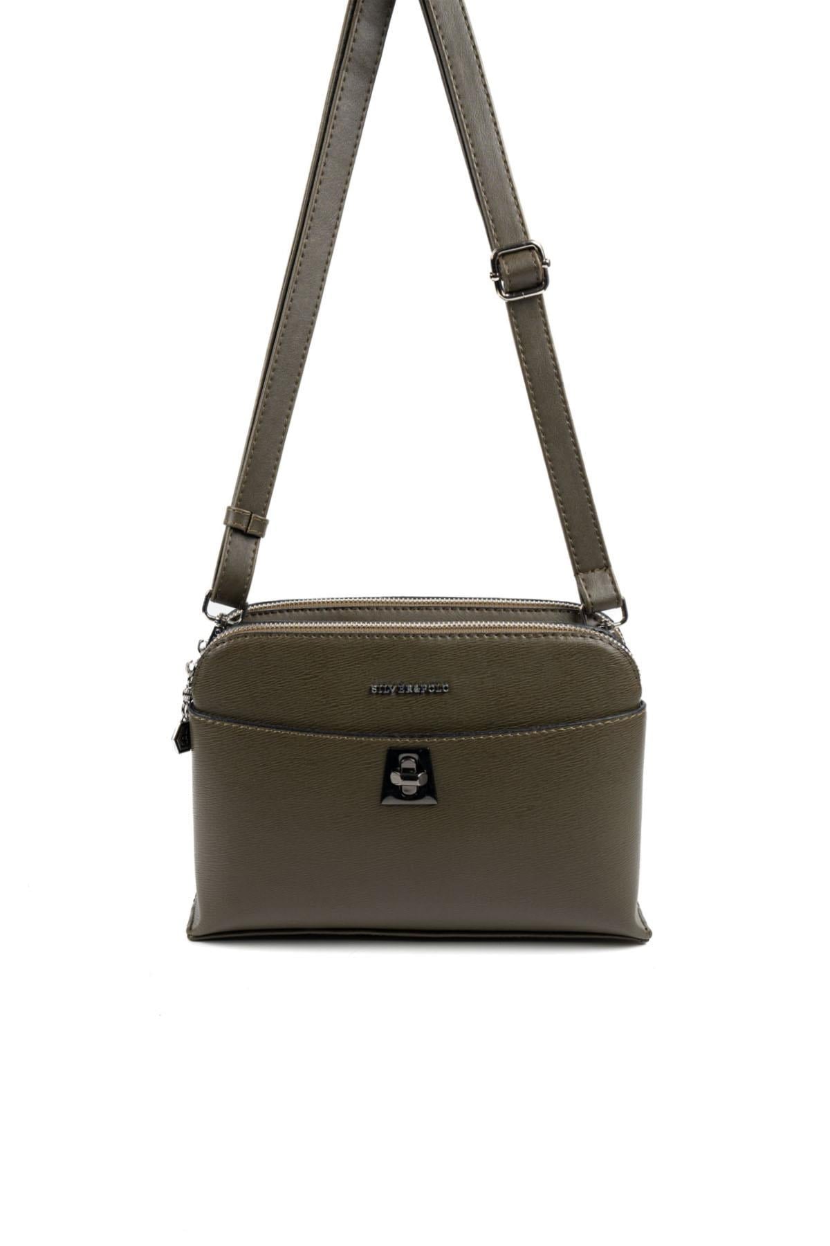 Silver & Polo SP623 Kadın Çapraz Çanta Düz Zeytuni