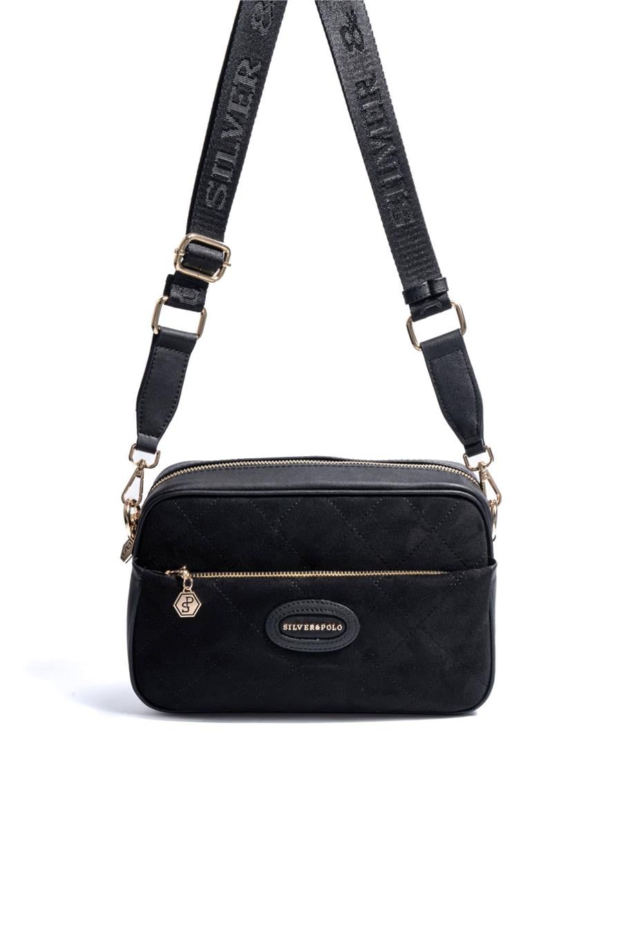 Silver & Polo SP1267 Kadın Çapraz Çanta Logolu Siyah