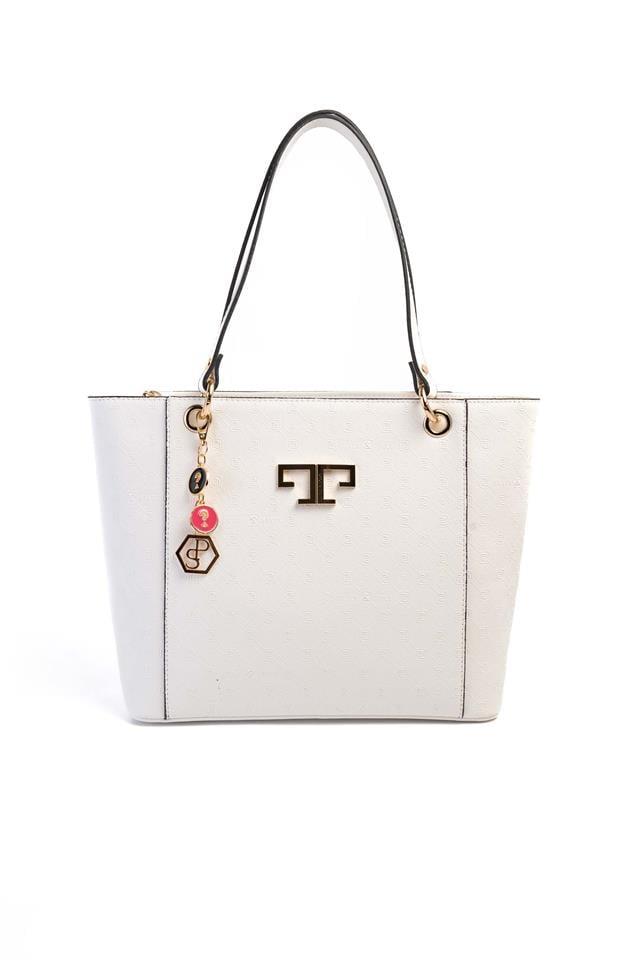 Silver & Polo SP1176 Kadın Omuz Çantası Logolu Beyaz-Beyaz