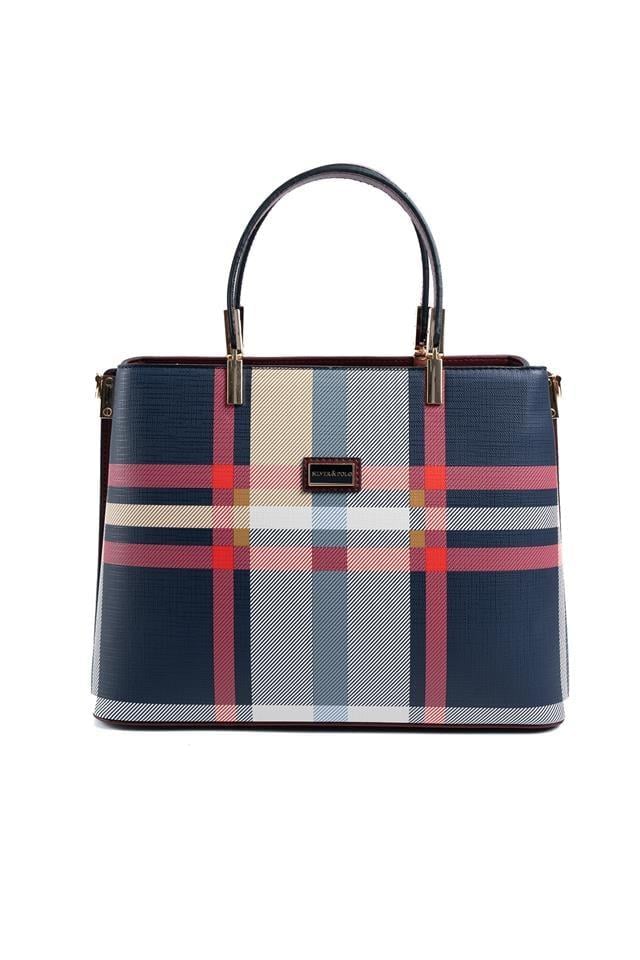 Silver & Polo SP924 Kadın El Çantası Ekose Laci-Bordo