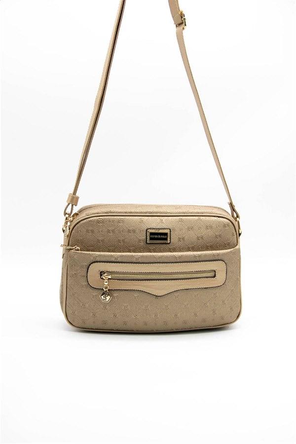 Silver & Polo SP491 Kadın Çapraz Çanta Logolu Bronz-S.Nut