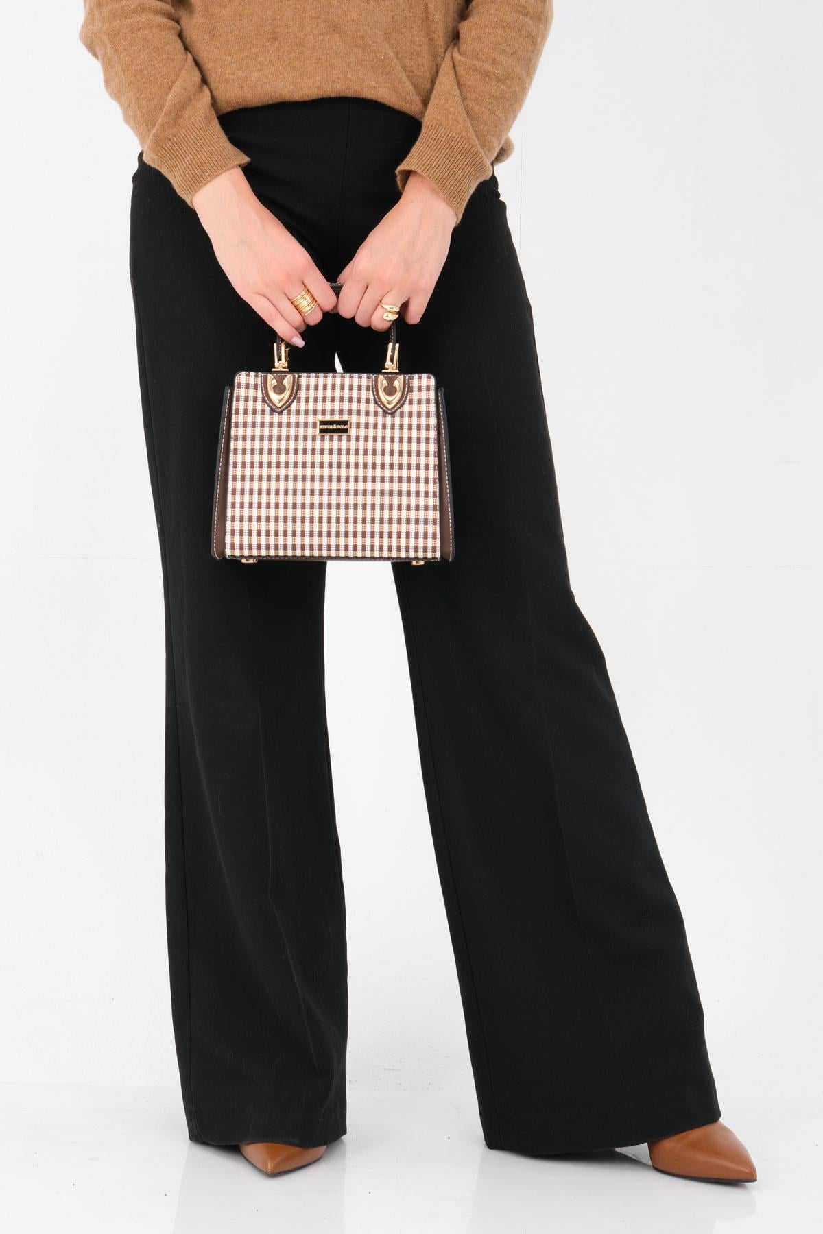 Silver & Polo Kahve Sarı - Kahve SP1133 Kadın El Çantası