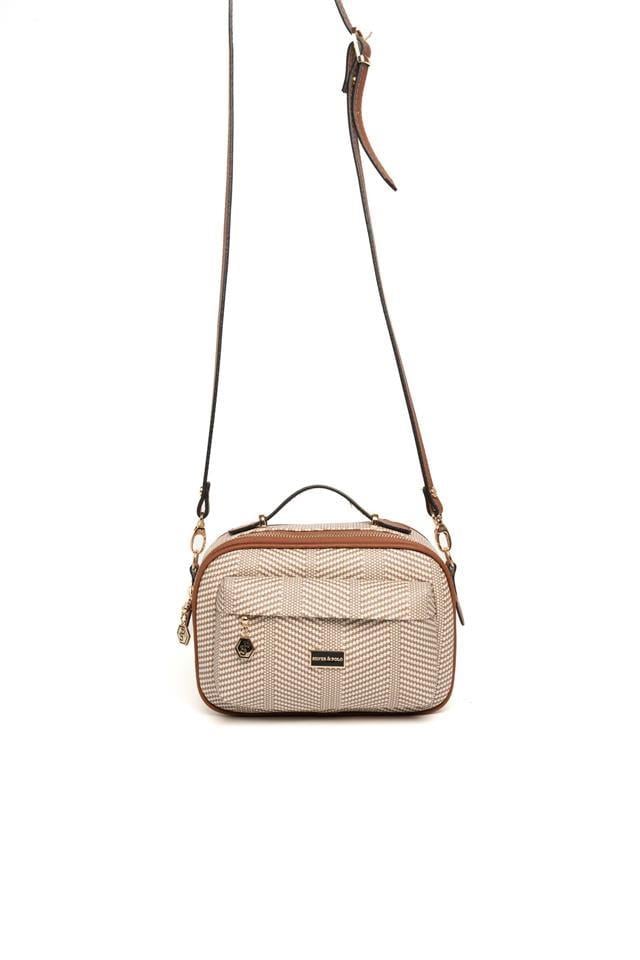 Silver & Polo SP1186 Kadın Çapraz Çanta Hasır Bej-Taba